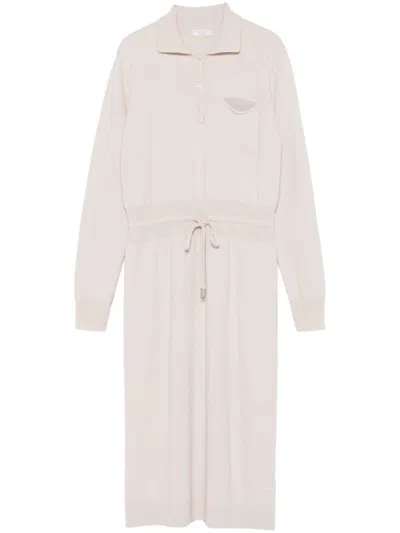 Peserico Knitted Midi Dress In Neutrals
