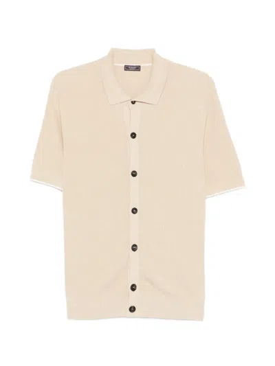 Peserico Knitted Polo Shirt In Neutral