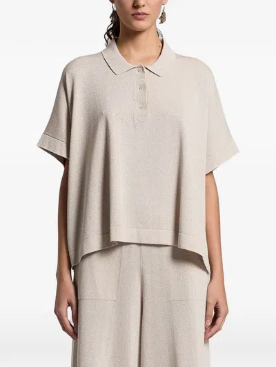 Peserico Short Sleeve Polo Sweater In Neutral