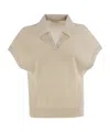 Peserico Tricot Polo Shirt In Pure Cotton Crepe Yarn In Nude