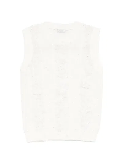 Peserico Knitted Sequin-embellished Vest In White