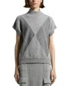 Peserico Lurex Geometric Jacquard Knit Short-sleeve Sweater In Gray