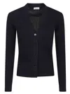Peserico V Neck Long Sleeve Knit Pullover In Black