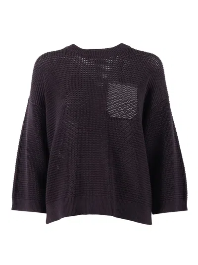 Peserico Knitted Sweater In Black