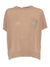Peserico Relaxed Fit Knitted Sweater With Textured Patch Pocket In Brown