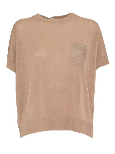 Peserico Knitted Sweater In Brown