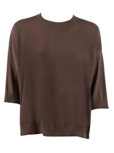 Peserico Knitted Sweater In Brown