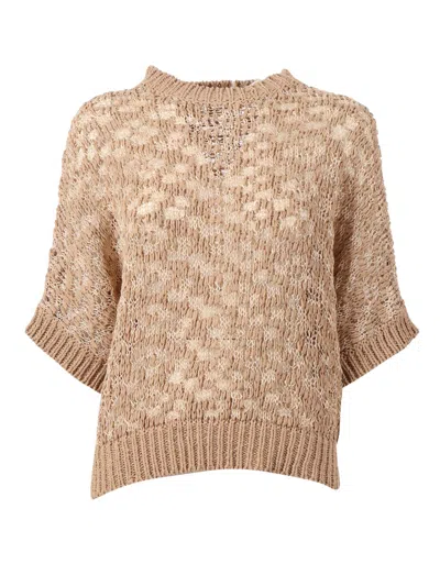 Peserico Knitted Sweater In Sand