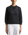 Peserico Sequin Three Quarter Sleeve Sweater In Space Blue