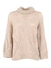 Peserico Textured Open-knit Sweater With High Turtleneck In White
