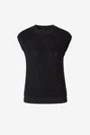 Peserico Round Collar Sleeveless Sweater In Black