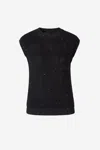 Peserico Round Collar Sleeveless Sweater In Black