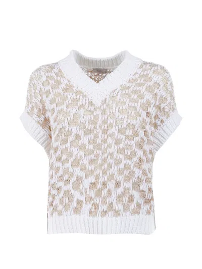 Peserico Knitted V-neck Vest In White
