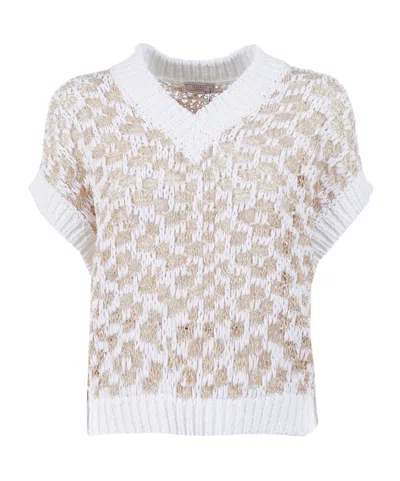 Peserico Knitted V-neck Vest In White