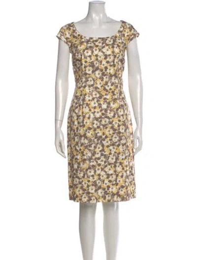 Pre-owned Peserico Lace Pattern Knee-length Dress In Yellow