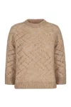 Peserico Lace Sweater In Alpaca Yarn In Brown