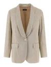 Peserico Blazer Metallic Thread Notched Lapel Buttons In Black