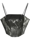 Peserico Lamé Corset Crop Top In Grey