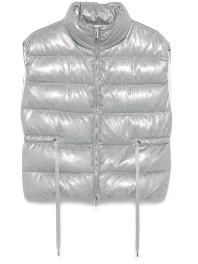 Peserico Lamé-effect Gilet In Grey