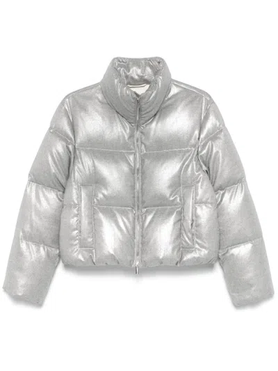 Peserico Lamé-effect Puffer Jacket In Grey