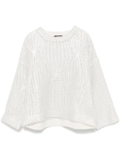 Peserico Lamé-effect Sweater In White