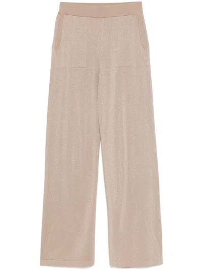Peserico Lamé-effect Trousers In Neutrals