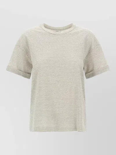 Peserico Lame Striped Crew Neck Short Sleeve T-shirt In Neutral