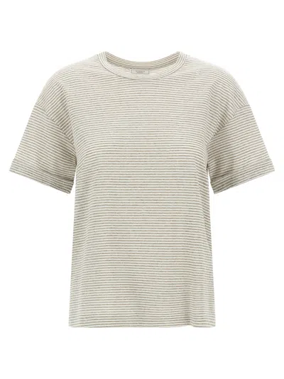 Peserico Lamé Stripes T-shirt In Gray
