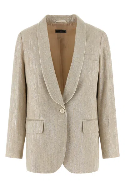 Peserico Single-breasted Blazer In Neutral