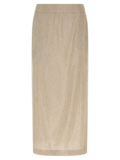 Peserico High Waist Skirt Metallic Thread Design In Neutral