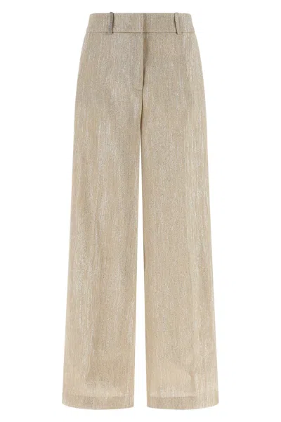 Peserico Metallic Thread Trousers High Waist Design In Brown