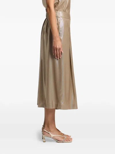 Peserico Lamé Twill Trousers In Brown