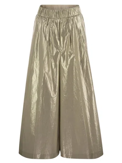 PESERICO LAMINATED COTTON POPLIN TROUSERS