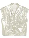 Peserico Laminated Cotton Shirt In Gold