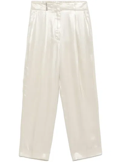 Peserico Laminated Twill Trousers In Neutrals