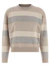 Peserico Striped Crew Neck Long Sleeve Knit Sweater In Multi