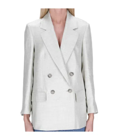 Peserico Lapel Long-sleeved Suit Jacket In Gray
