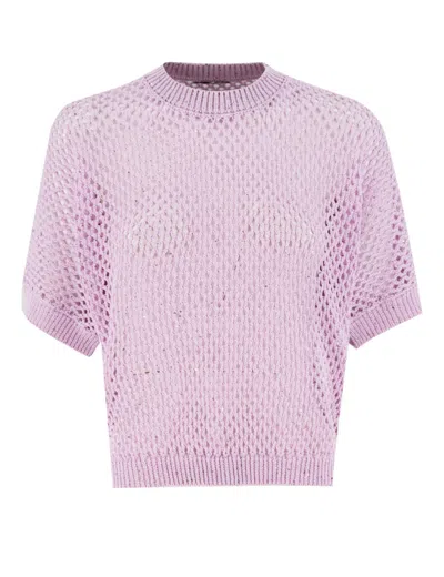 Peserico Lavender Breeze Short-sleeved Sweater In Purple