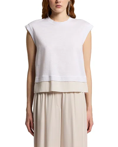 Peserico Layered Look Crewneck Tee In White