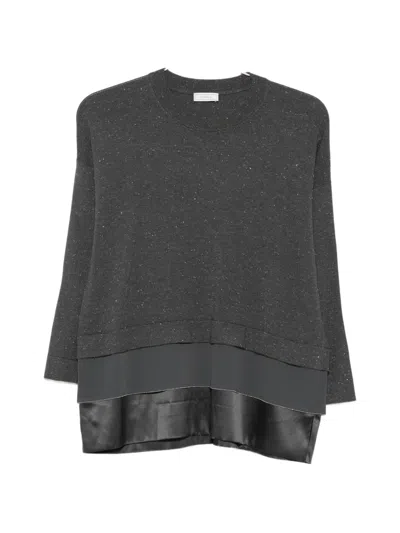 Peserico Layered Sequin-embellished Sweatshirt In Gray