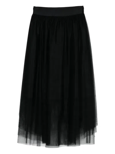 Peserico Layered Tulle Midi Skirt In Black