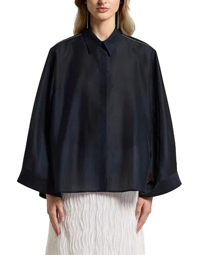 Peserico Leaf Collar Shirt In Black