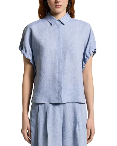 Peserico Leaf Collar Shirt In Blue