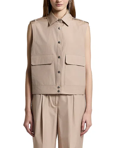 Peserico Leaf Collar Vest In Brown