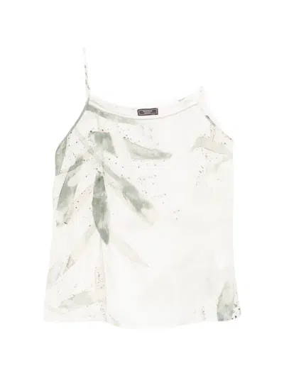Peserico Leaf-print Blouse In White
