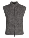 Peserico Sweater Vest With Zipper In Alpaca Blend In Gray