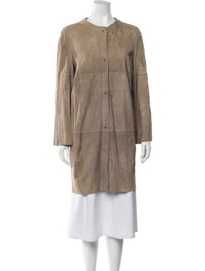 Pre-owned Peserico Leather Coat In Neutrals