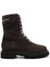 Peserico Leather Combat Boots In Grey