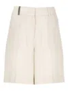 Peserico High Waist Cotton Shorts With Leather Detail In Pink