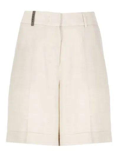 PESERICO LEATHER-DETAIL SHORTS